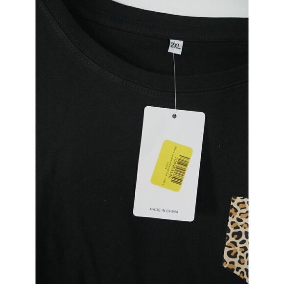Teedino Black Leopard-Detail Tee 2XL - Picture 3 of 9